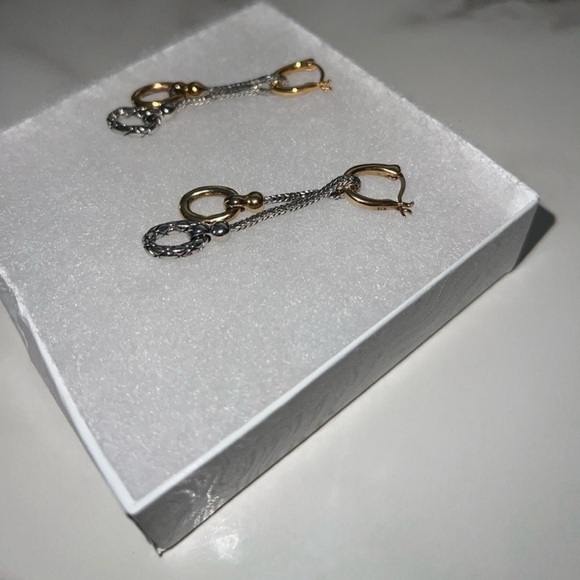 14k Gold Plated Sterling silver marked 925 Drop earrings - Picture 3 of 4